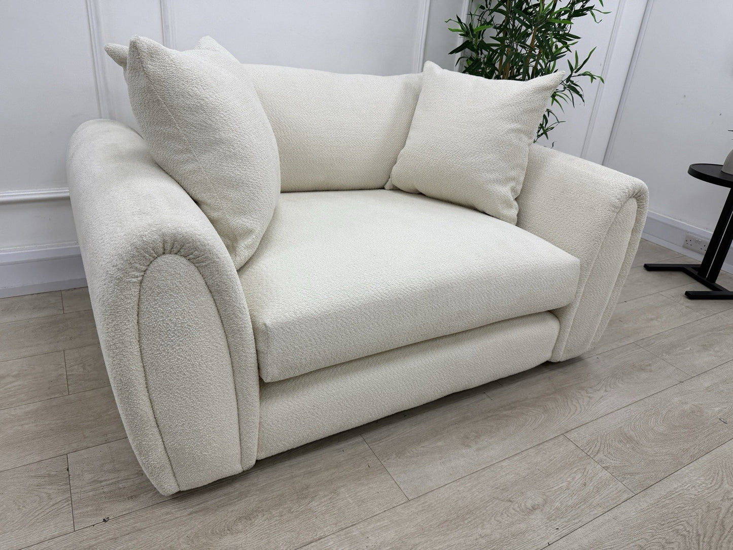 Sofology Marble Arch Loveseat Cuddle Chair In Cream Boucle Fabric