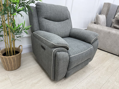 DFS Trek Power Recliner Chair In Charcoal Fabric
