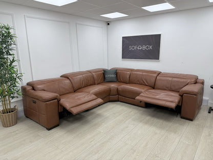 Sofology Laurence Power Recliner Corner Sofa In Tan Leather