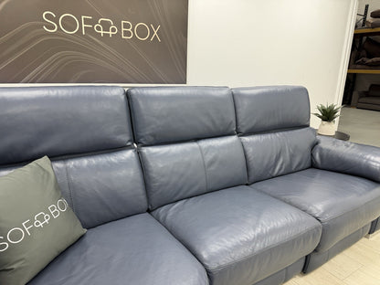 Sofology Laurence Power Recliner Corner Sofa In Smoke Blue Leather
