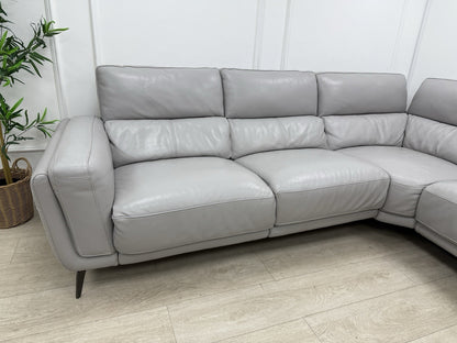 DFS San Antonio Power Recliner Heated Corner Sofa In Misty Grey Leather