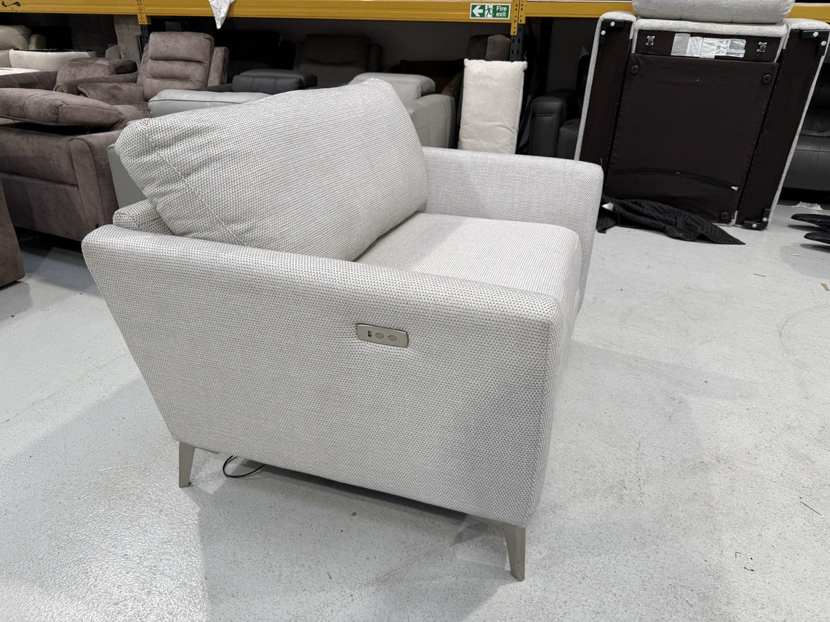 DFS New Libby Motion Cuddler Chair In Silver Fabric