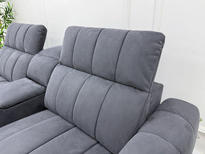 Sofology The Paramount 2.5 Seater Sofa Recliner/Headrest In Nubuck Charcoal