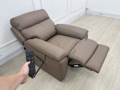 DFS Nevara Rise And Tilt Power Recliner Armchair In Brownie Leather