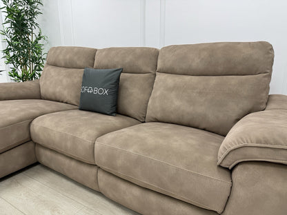 Fishpools Caruso 3 Seater Chaise Power Recliner Sofa In Sand Fabric