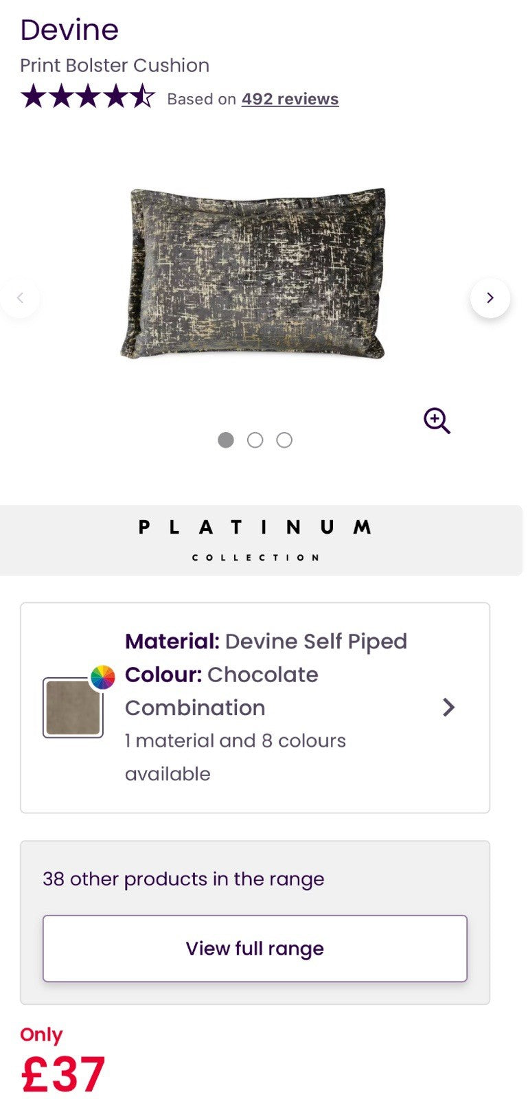 DFS Devine Left Hand Facing Corner Sofa In Self Piped Chocolate Combination