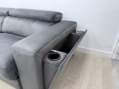DFS Wander Power Recliner Corner Sofa Bed In Velvet Charcoal Fabric