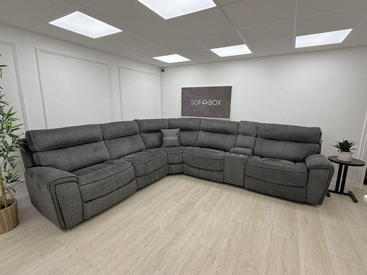 Harvey's Brooklyn 3 X Power Recliner Corner Sofa In Charcoal