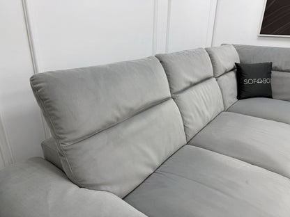 Natuzzi Speranza Corner Sofa In Grey Velvet