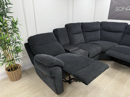 La-Z-Boy New Tamla Power/Headrest/Lumbar Corner Sofa & Console Unit In Black