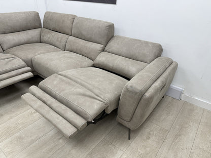 DFS San Mateo Power Recliner Corner Sofa In Stone Fabric
