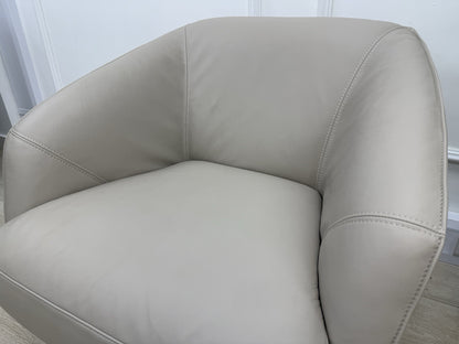 Sofology Adler Swivel Chair In Stone Leather