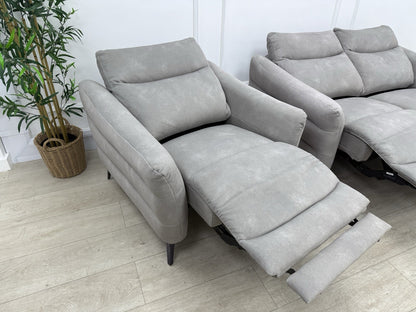 Sofology Renato Power Recliner 2 Seater Sofa & Chair Set In Stone Fabric