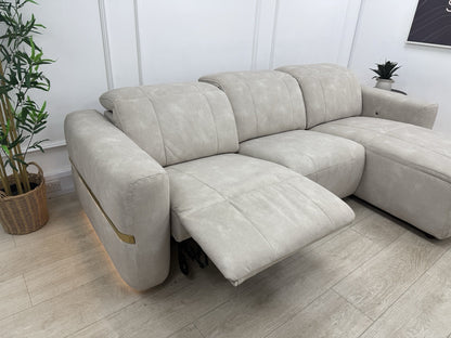 Sofology Lumiere Power Recliner 4 Seater Chaise Sofa In Lifestyle Flecked Ivory