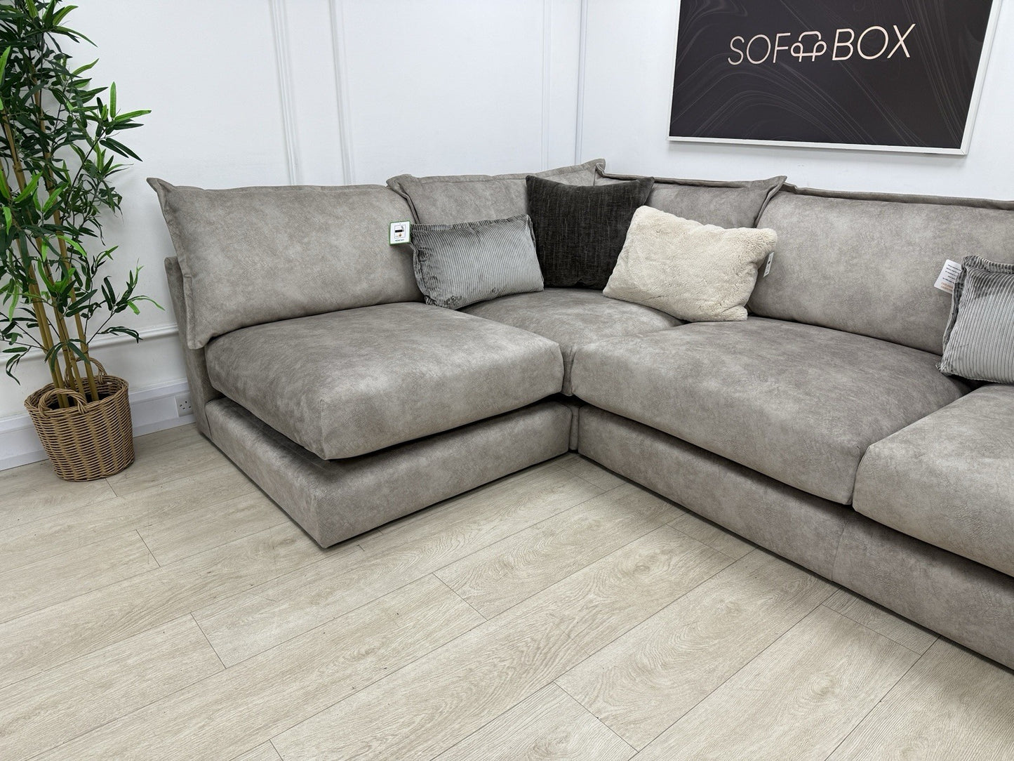 DFS Devine Corner Sofa In Oatmeal Fabric