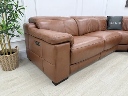 Sofology Laurence Power Recliner Corner Sofa In Tan Leather