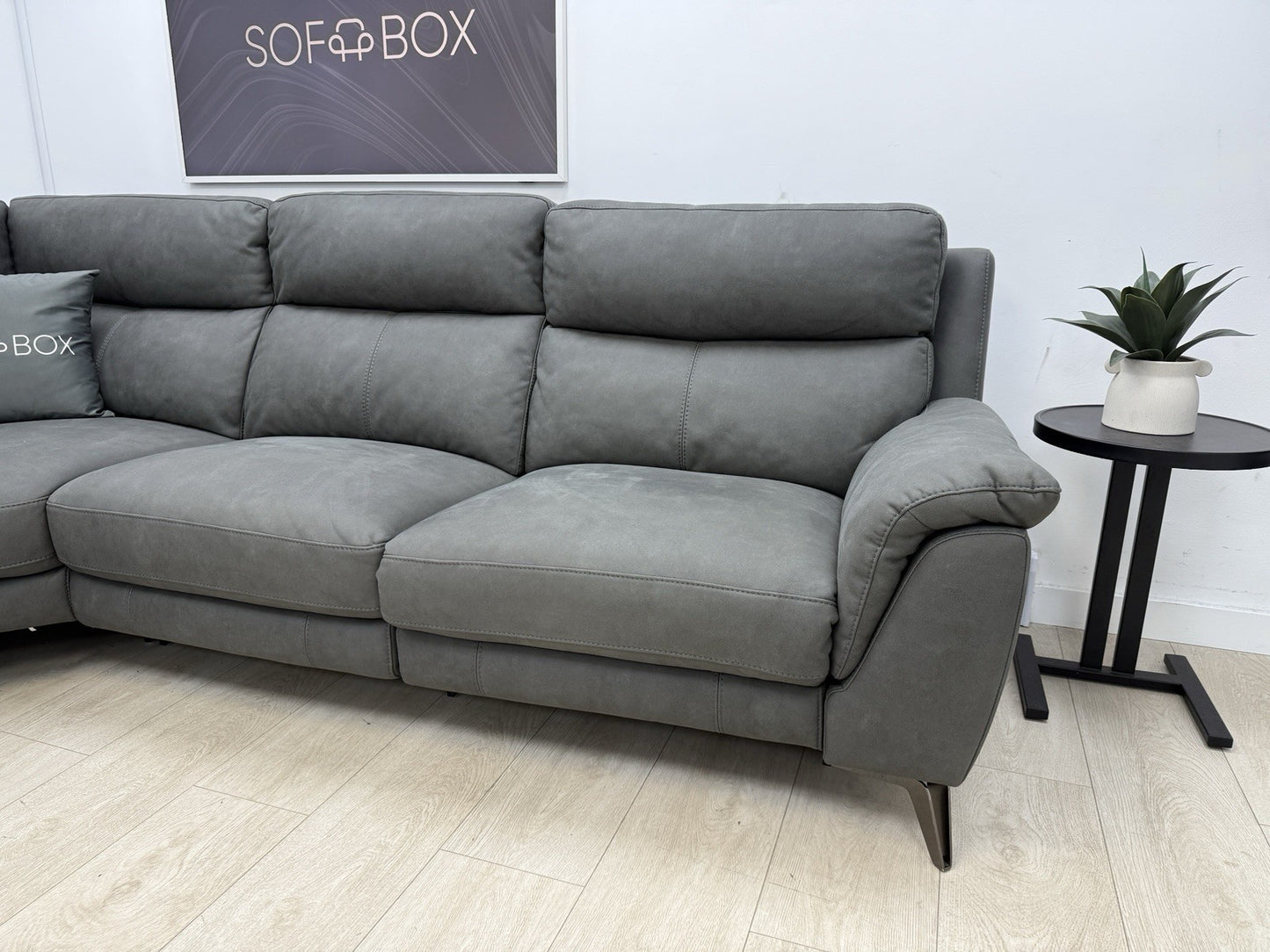 Furniture Village Contempo Power Recliner Corner Sofa In Charcoal Grey