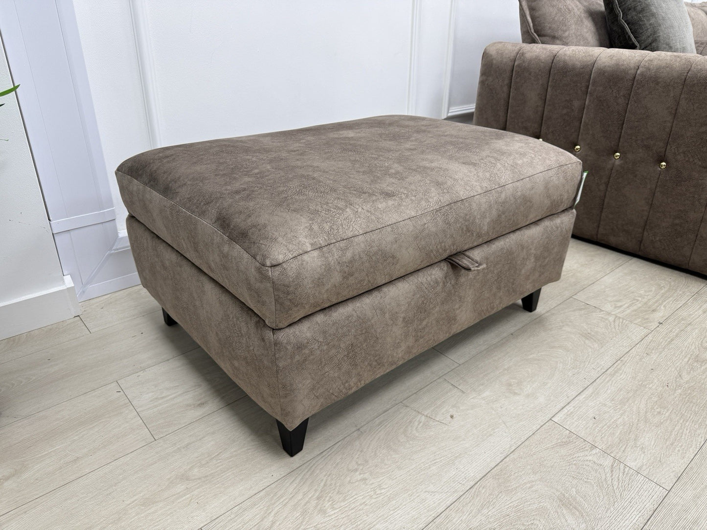 DFS Devine Self Piped Storage Footstool In Chocolate Combination