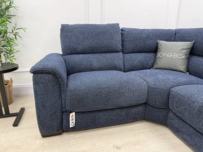 DFS Arwen Power Recliner Corner Sofa Right Hand Facing & Footstool Set In Navy