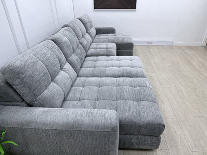 DFS Steller Power Slider U Shape Sofa In Grey Mist Fabric