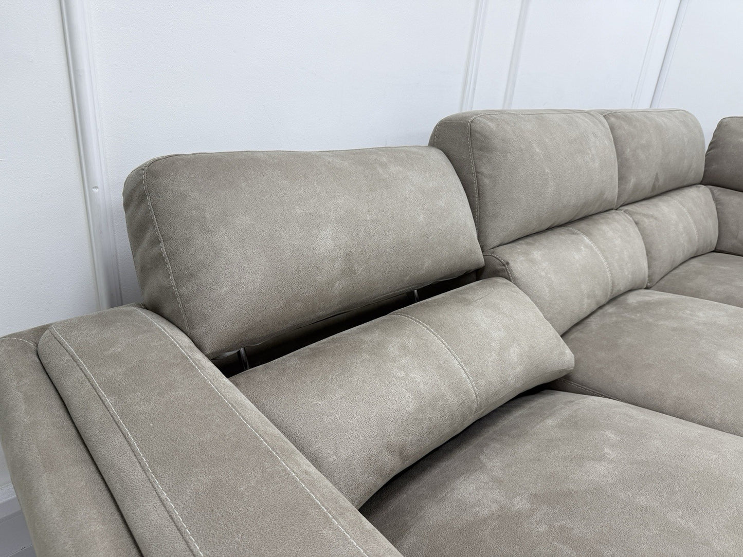 DFS San Mateo Power Recliner Corner Sofa In Arizona Stone Fabric