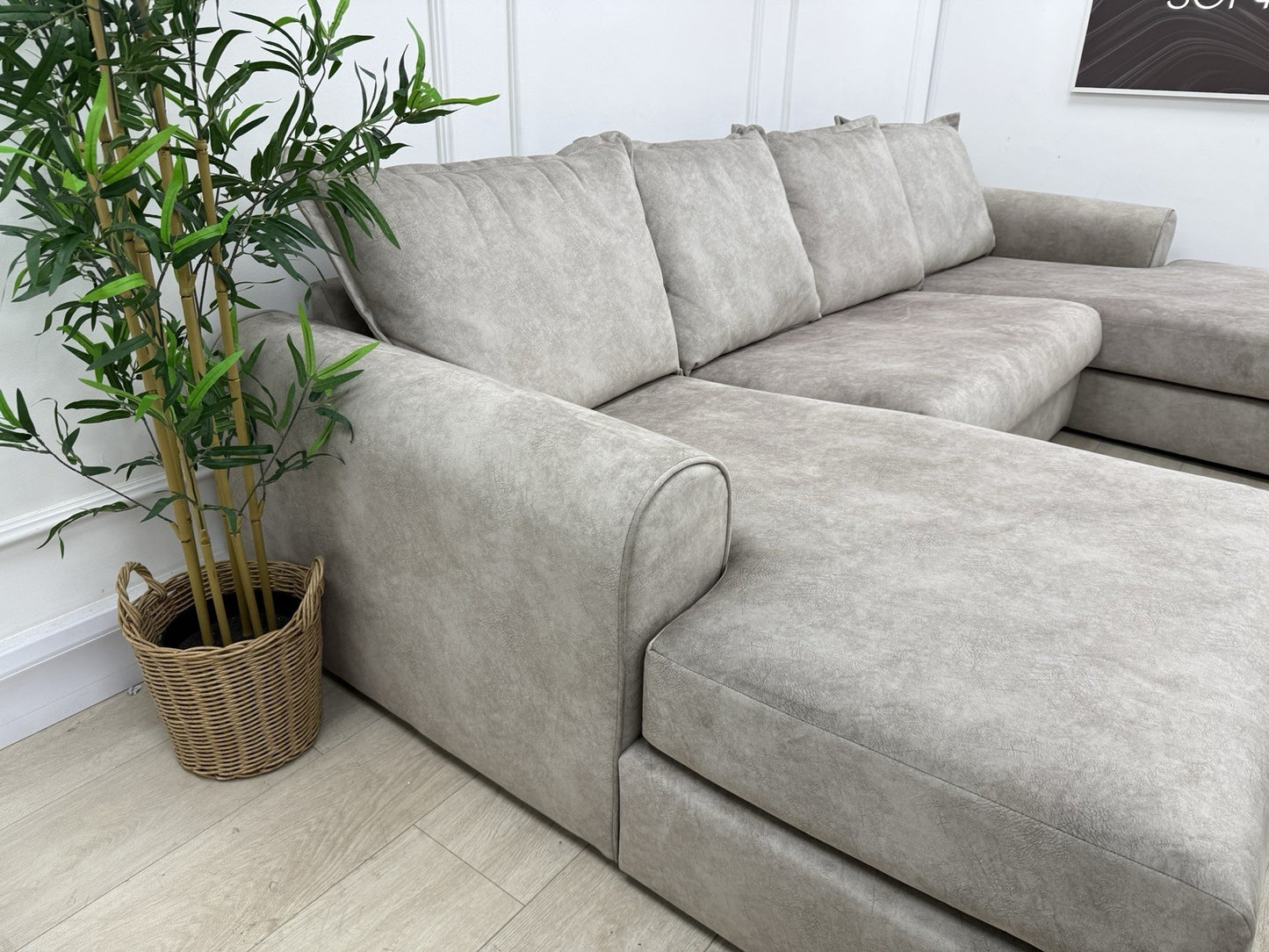 DFS Serenis Large Double Ended Chaise Sofa In Oatmeal Fabric