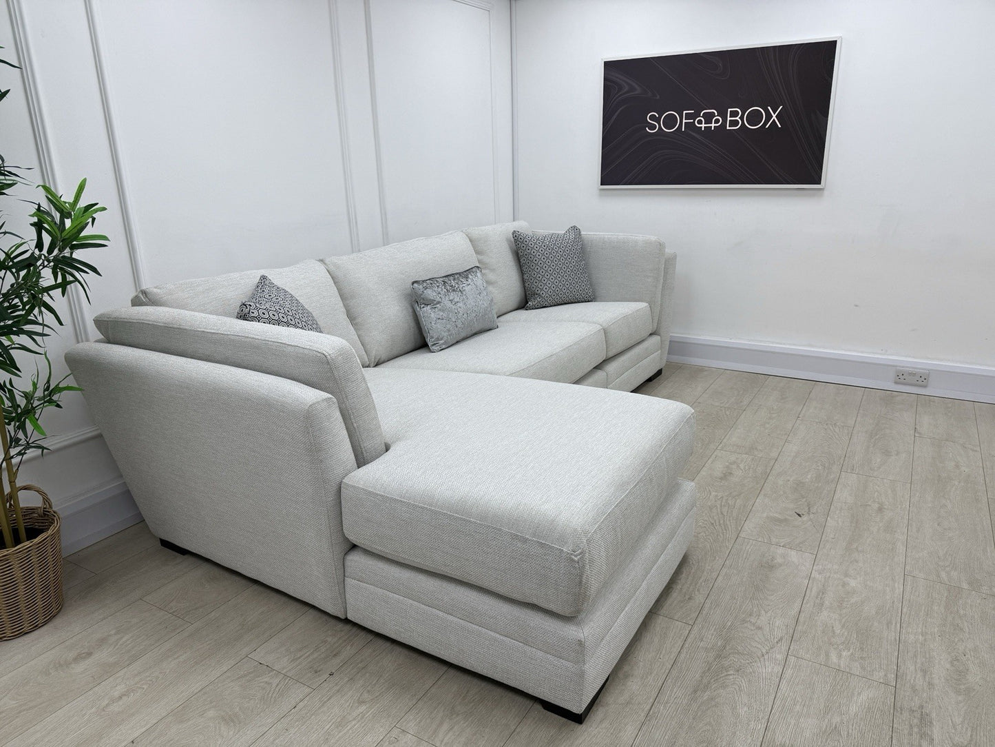 DFS Longbeach / Ada L Shape Chaise Sofa In Light Grey Fabric