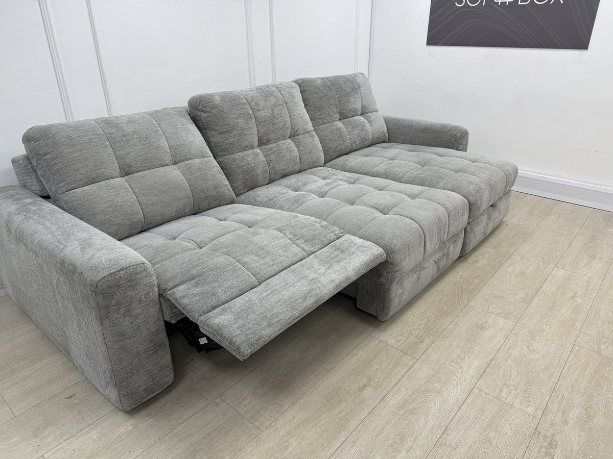 DFS Steller L Shape Power Slider Sofa In Mist Grey
