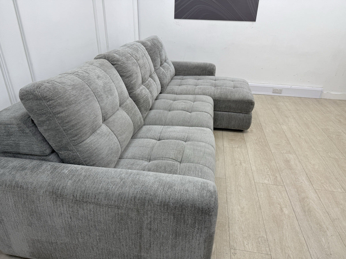 DFS Steller L Shape Power Slider Sofa In Mist Grey