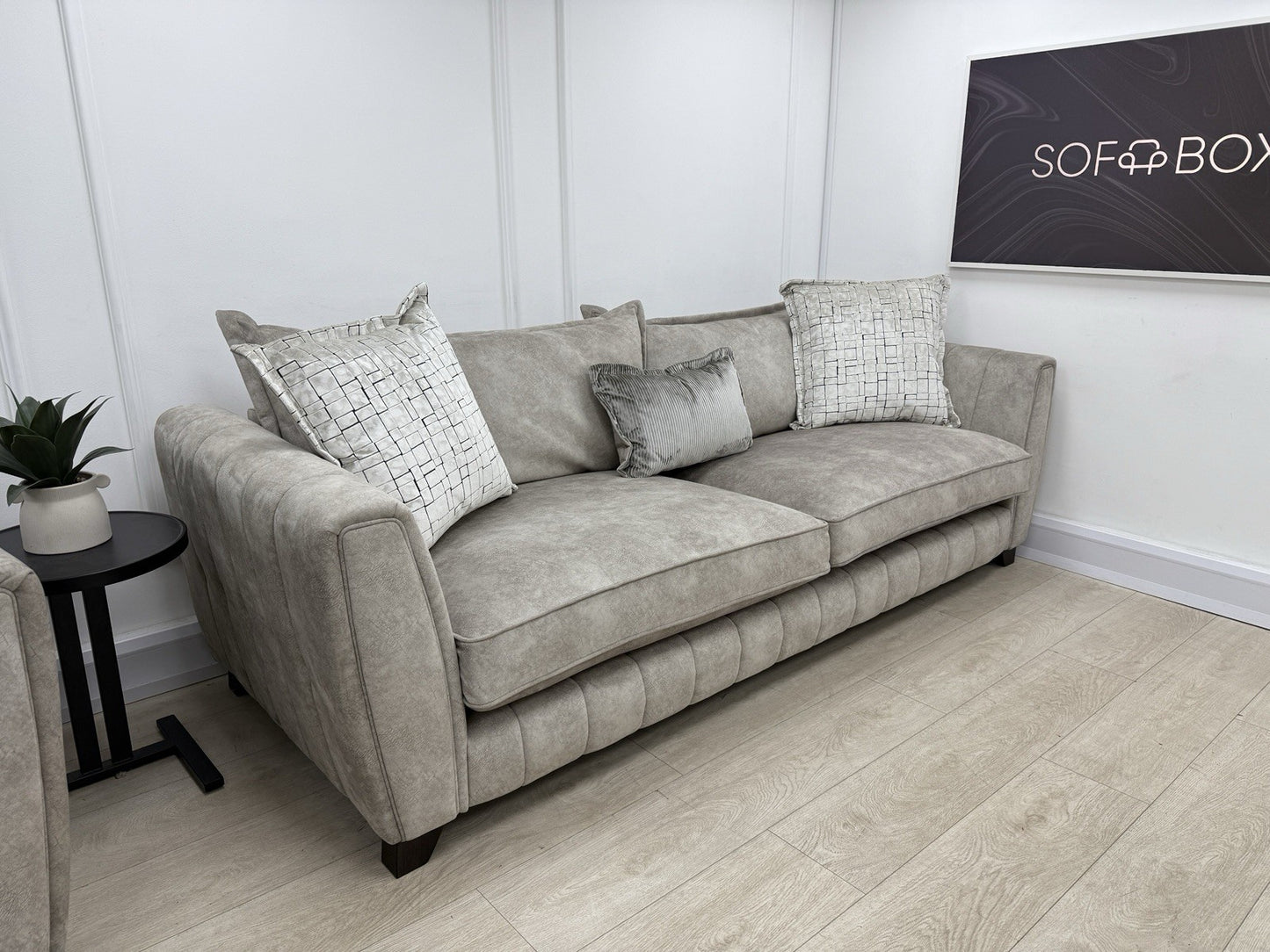 DFS Cherished Grande 4 Seater Sofa & Armchair Set In Oatmeal Self Piped