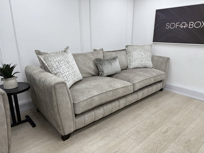 DFS Cherished Grande 4 Seater Sofa & Armchair Set In Oatmeal Self Piped