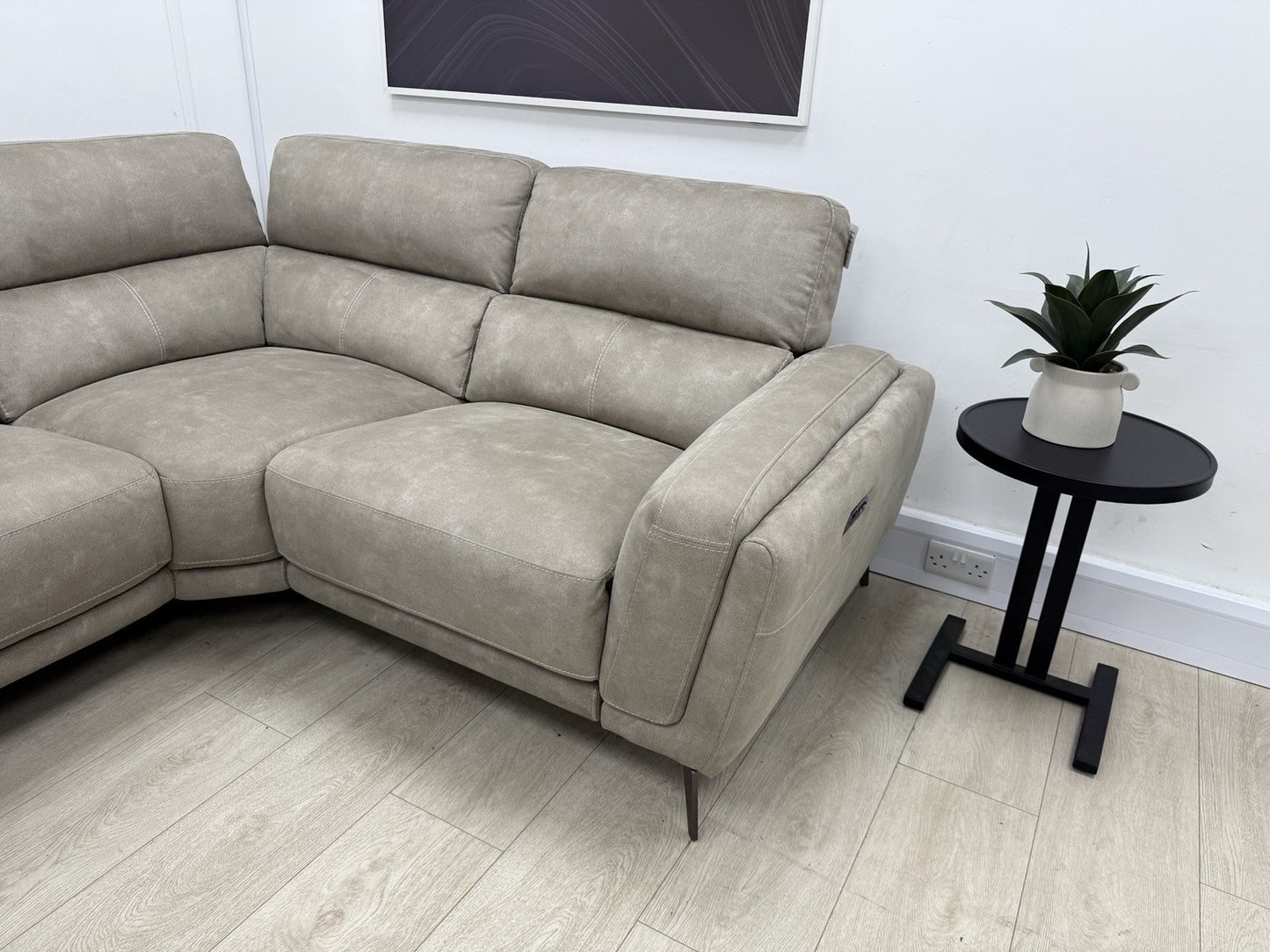 DFS San Mateo Power Recliner Corner Sofa In Arizona Stone Fabric