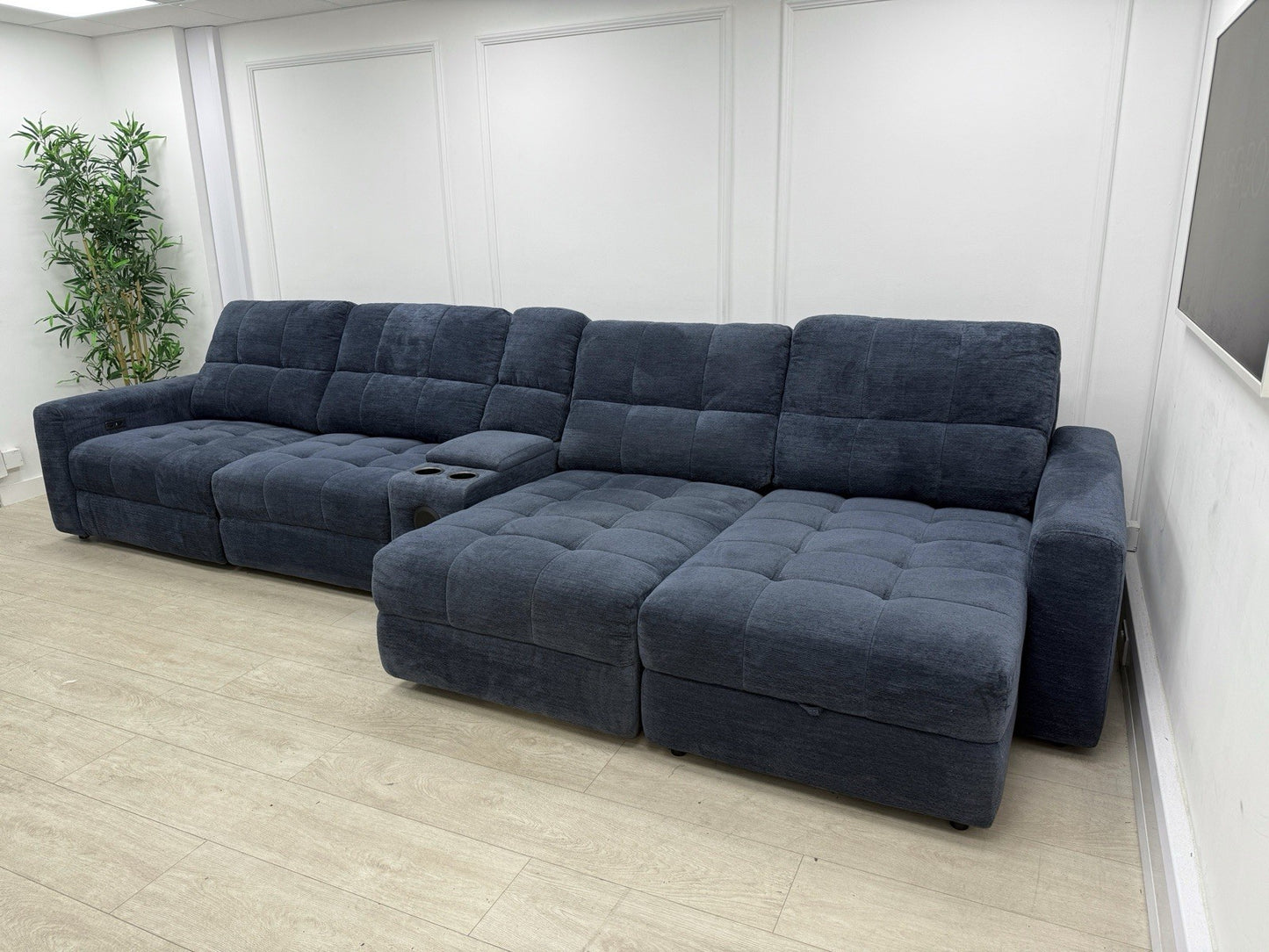 DFS Steller XL Power Chaise Recliner Sofa In Nuova Midnight Fabric
