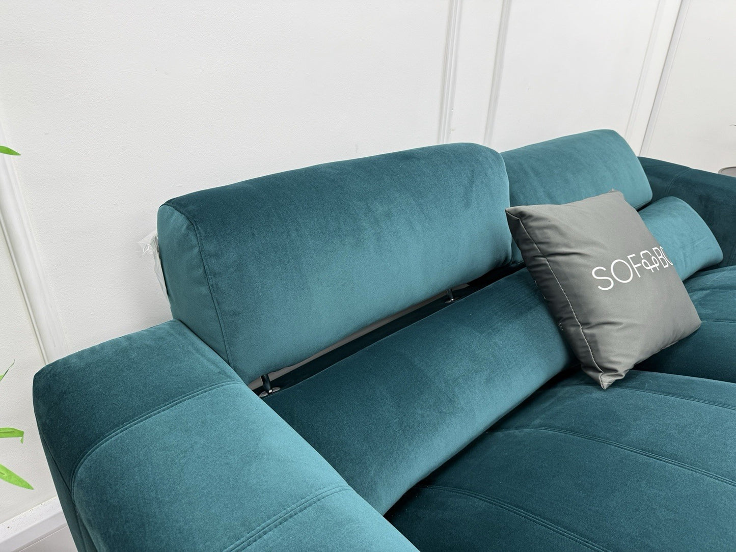 DFS Torren 3 Seater Power Recliner Sofa With Power Headrests In Teal Velvet
