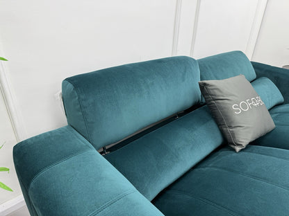 DFS Torren 3 Seater Power Recliner Sofa With Power Headrests In Teal Velvet