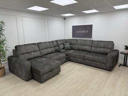 DFS Steller Corner Power Motion Chaise Sofa In Grey Mason Fabric