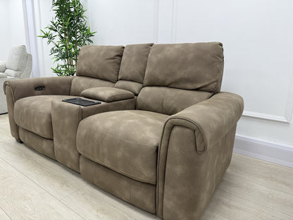 Furniture Village Nixon 2 Seater Power Recliner Sofa In Caramel Fabric