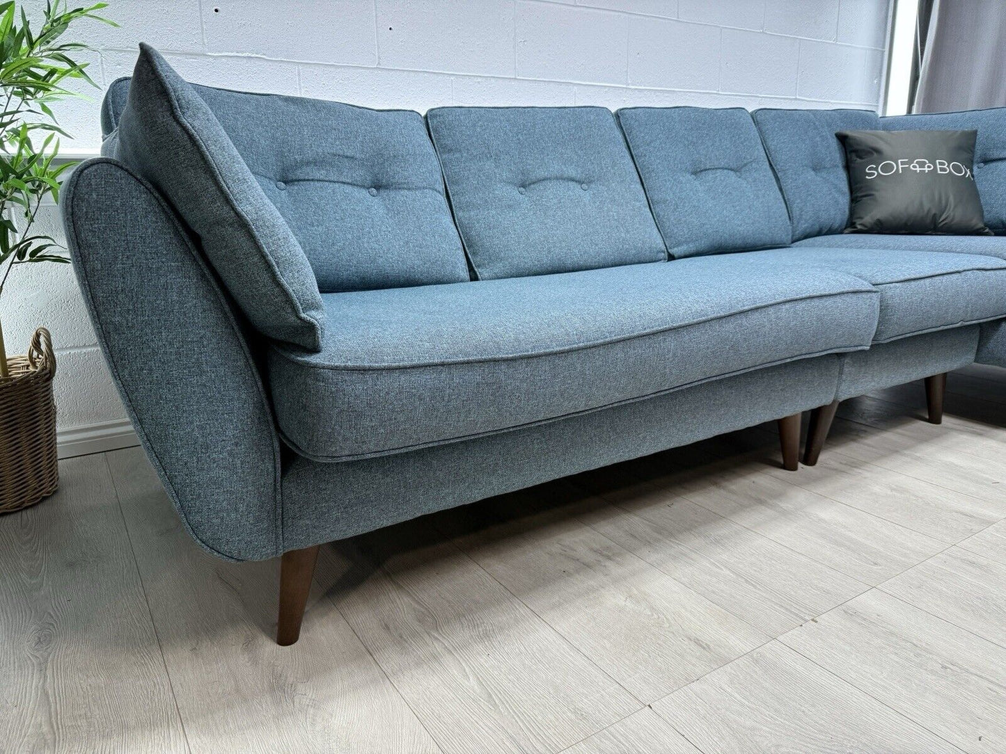 DFS Zinc French Connection Corner Sofa & Extra Seat In Teal