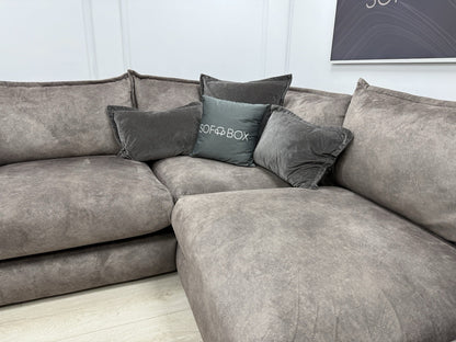 DFS Devine Corner Sofa & Footstool In Chocolate
