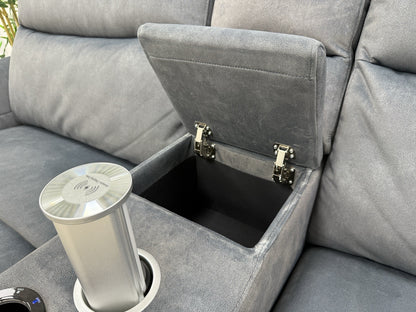 Sofology Renato 2.5 Seater Sofa Recliner Console Unit In Flecked Charcoal