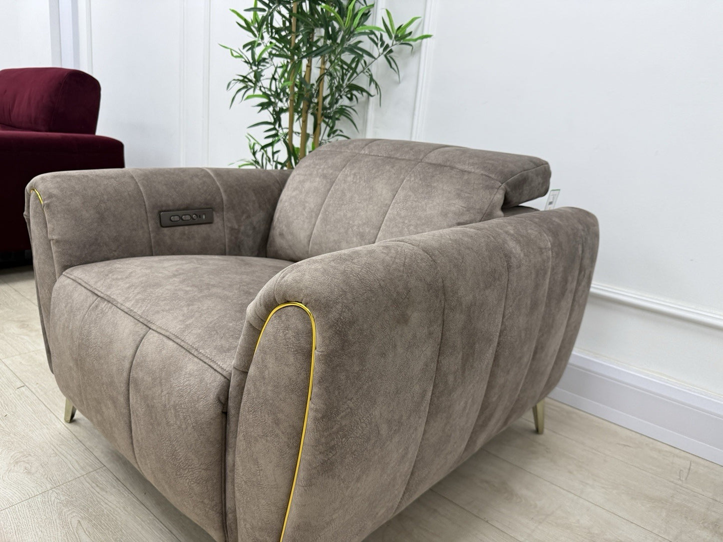 DFS Lidia Power Recliner Chair In Mayson Truffle Fabric