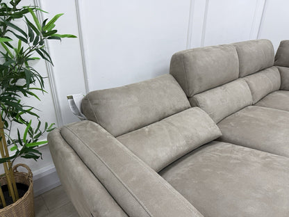 DFS San Mateo Power Recliner Corner Sofa In Arizona Stone Fabric