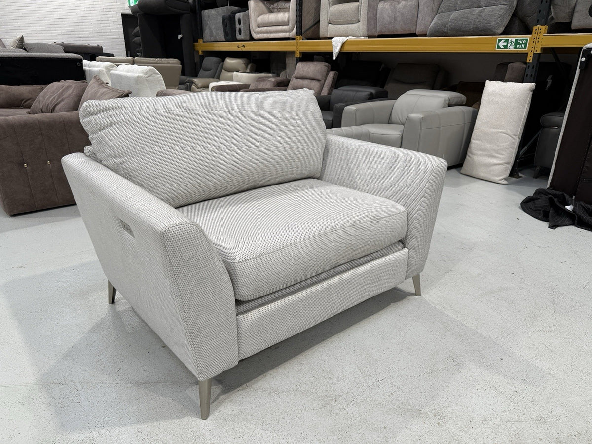DFS New Libby Motion Cuddler Chair In Silver Fabric