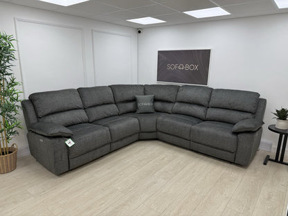 Oak Furnitureland Goodwood Power Recliner Corner Sofa In Plush Charcoal Fabric
