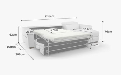 Sofology Metropolitan Fabric 4 Seater Chaise Sofa Bed with Storage