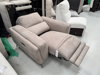 DFS San Mateo Power Recliner Chair In Stone Fabric