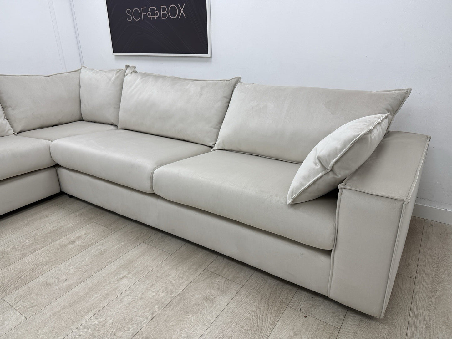 DFS Lovise Velvet XL Corner Sofa In Cream