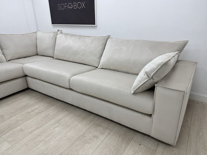 DFS Lovise Velvet XL Corner Sofa In Cream