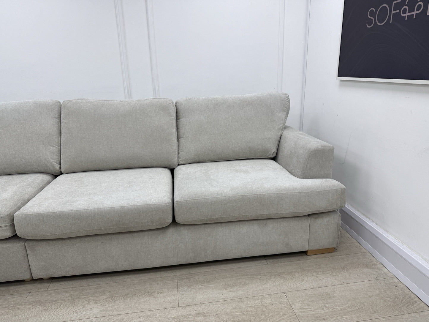 DFS Freya 6 Seater Sofa In Silver Fabric