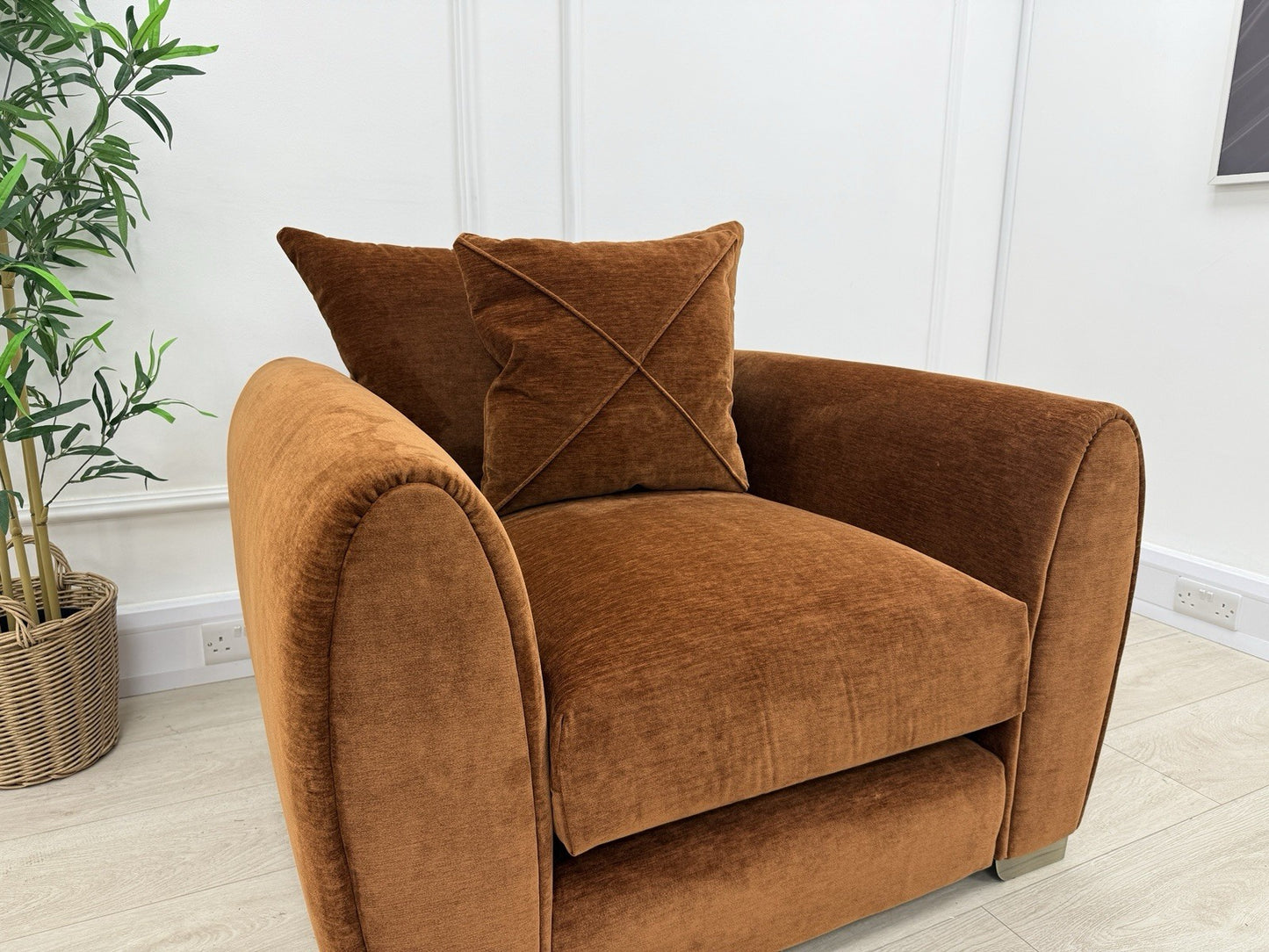 Sofology Hourglass Fabric Chair in Rust/Stone Mix